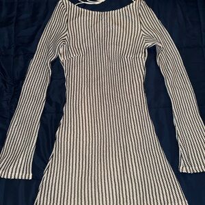 Edikted Crochet Long Sleeve Dress with Open Back